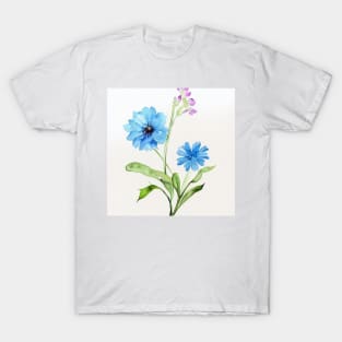 Blue Watercolor Flower T-Shirt